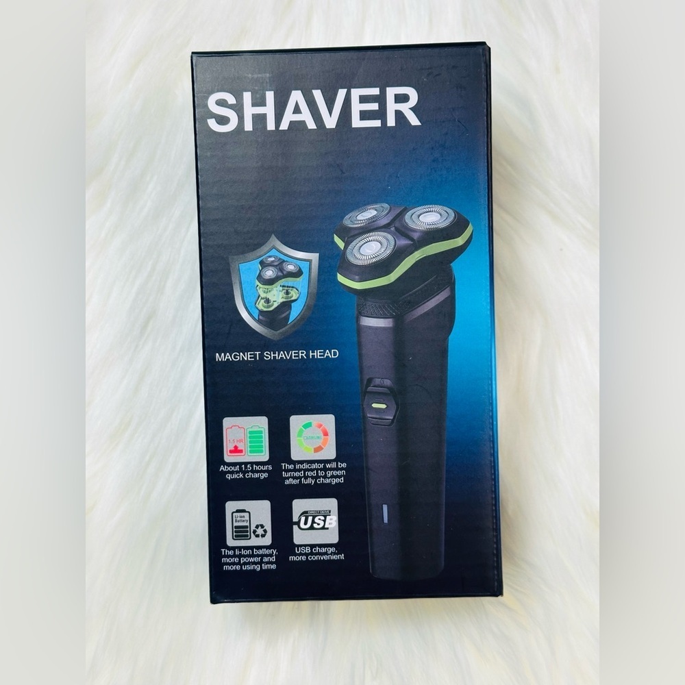 USB Rechargeable Electric Shaver - Black and Green